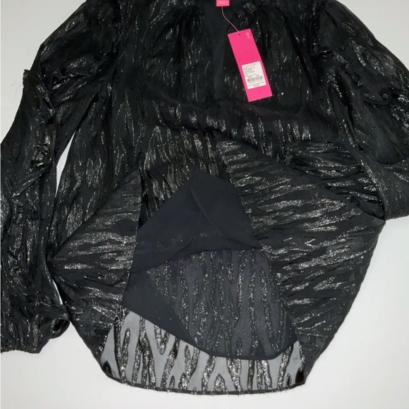 Lilly Pulitzer NWT Ardith Silk Top Zebra Metallic Clip Onyx $178 Size XXS - Picture 8 of 11